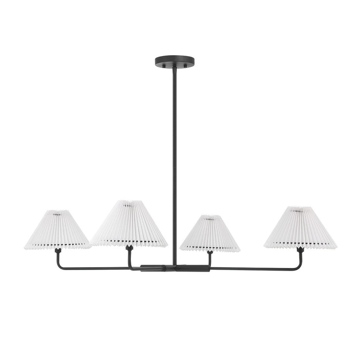 Meridian M100121MBK Four Light Chandelier, Matte Black