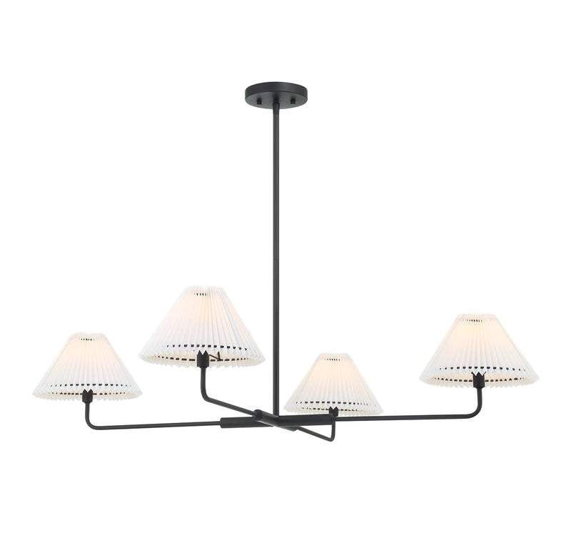 Meridian M100121MBK Four Light Chandelier, Matte Black