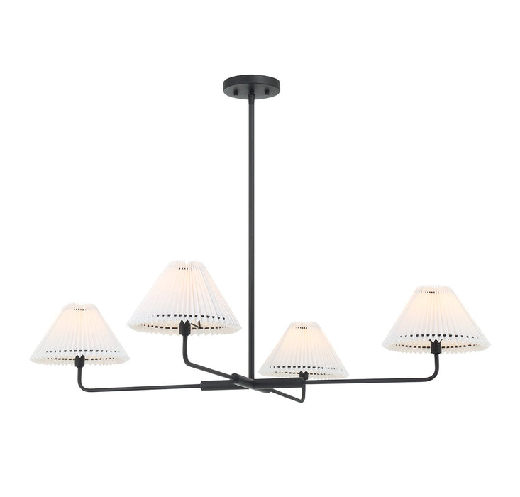 Meridian M100121MBK Four Light Chandelier, Matte Black