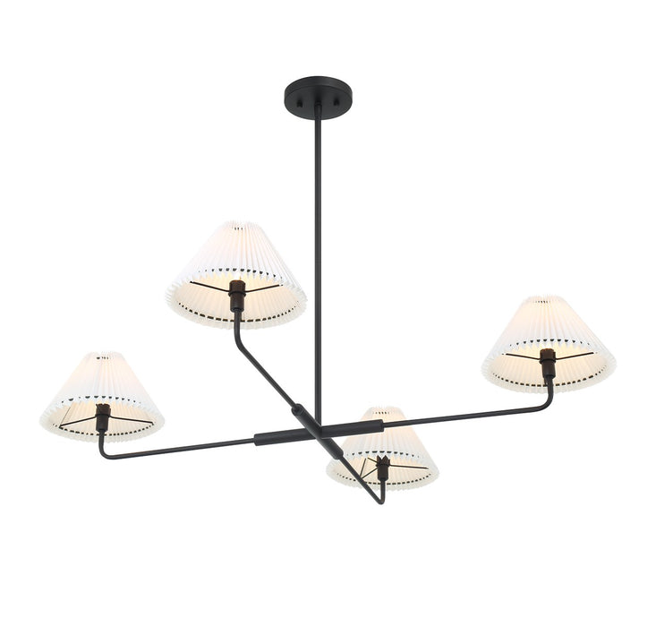 Meridian M100121MBK Four Light Chandelier, Matte Black