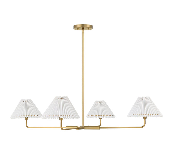Meridian M100121NB Four Light Chandelier, Natural Brass