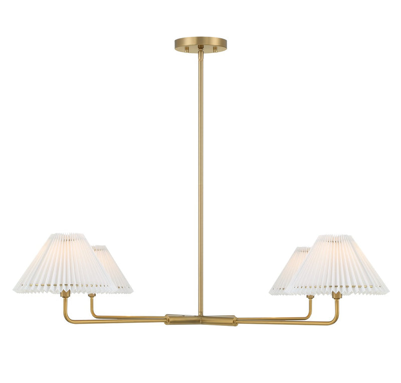Meridian M100121NB Four Light Chandelier, Natural Brass