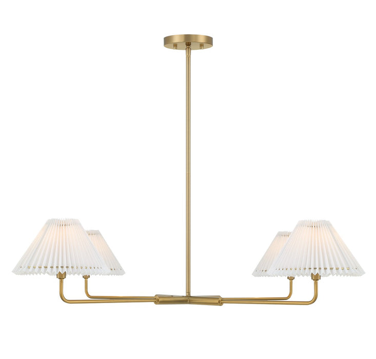 Meridian M100121NB Four Light Chandelier, Natural Brass