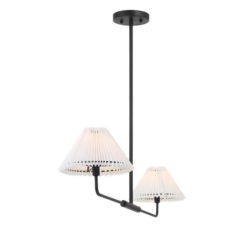 Meridian M100122MBK Two Light Linear Chandelier, Matte Black