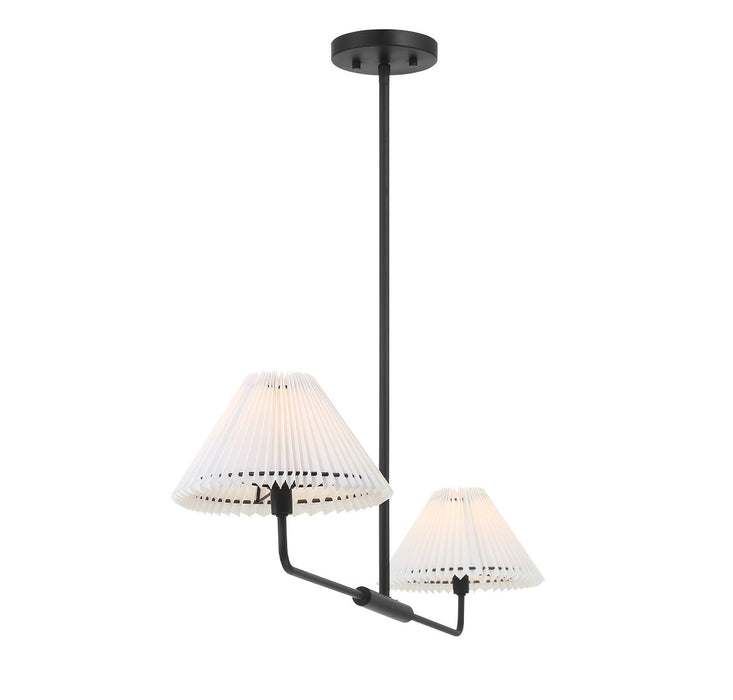 Meridian M100122MBK Two Light Linear Chandelier, Matte Black