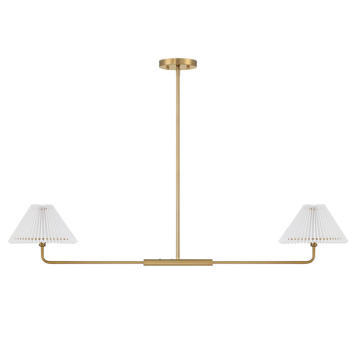 Meridian M100122NB Two Light Linear Chandelier, Natural Brass
