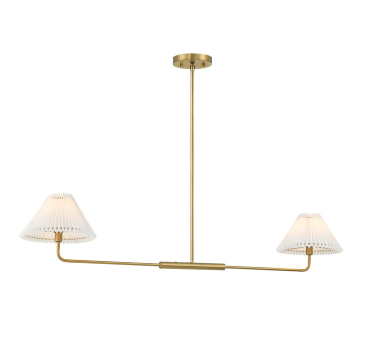 Meridian M100122NB Two Light Linear Chandelier, Natural Brass