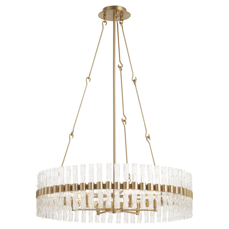 Cyan 11627 Six Light Chandelier, Aged Brass