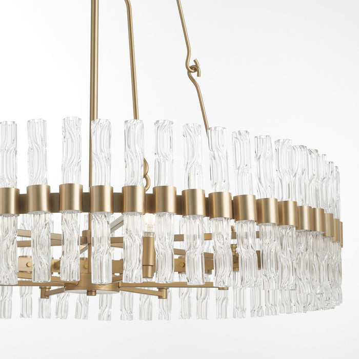 Cyan 11627 Six Light Chandelier, Aged Brass