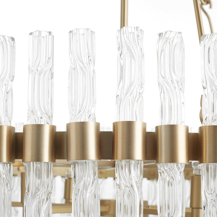 Cyan 11627 Six Light Chandelier, Aged Brass