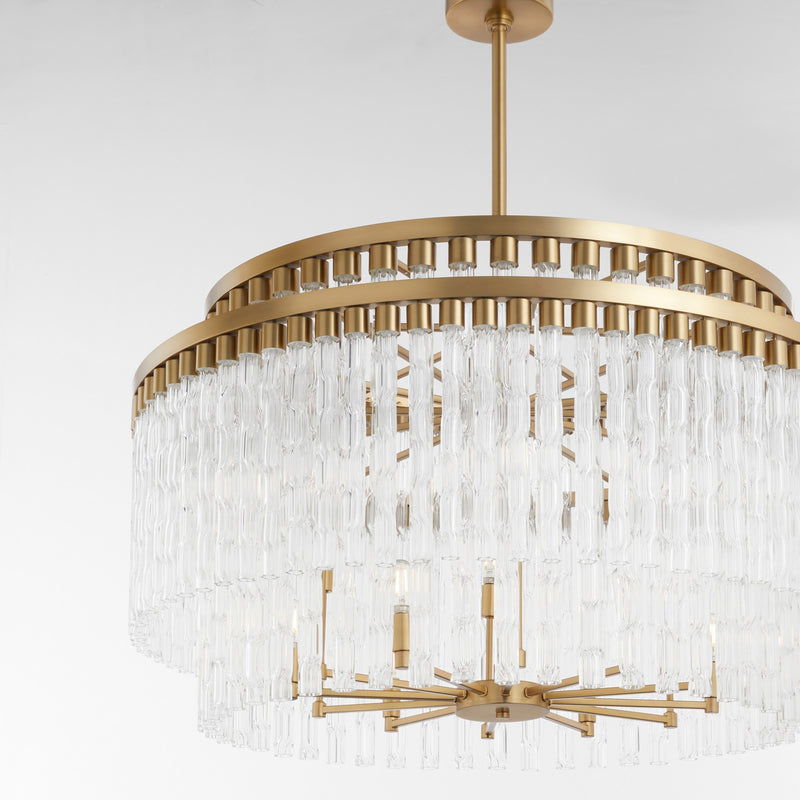 Cyan 11628 12 Light Chandelier, Aged Brass