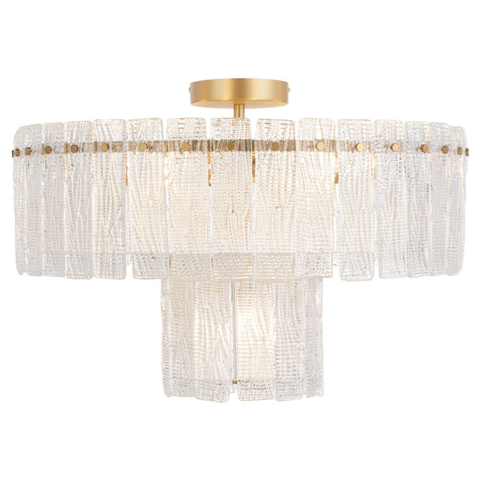 Cyan 11630 Seven Light Ceiling Mount, Aged Brass