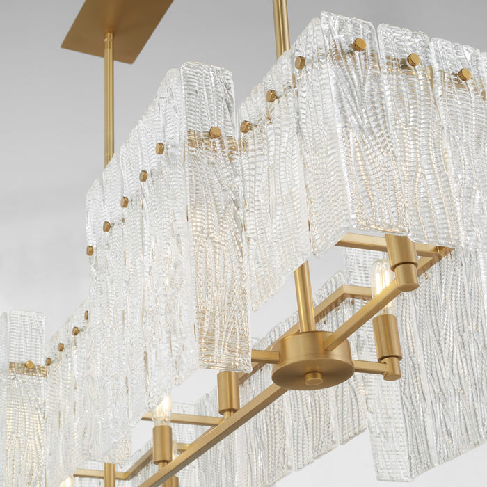 Cyan 11632 Eight Light Linear Pendant, Aged Brass