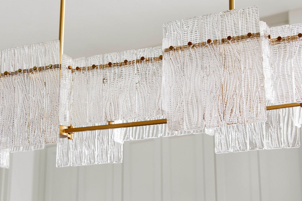 Cyan 11632 Eight Light Linear Pendant, Aged Brass