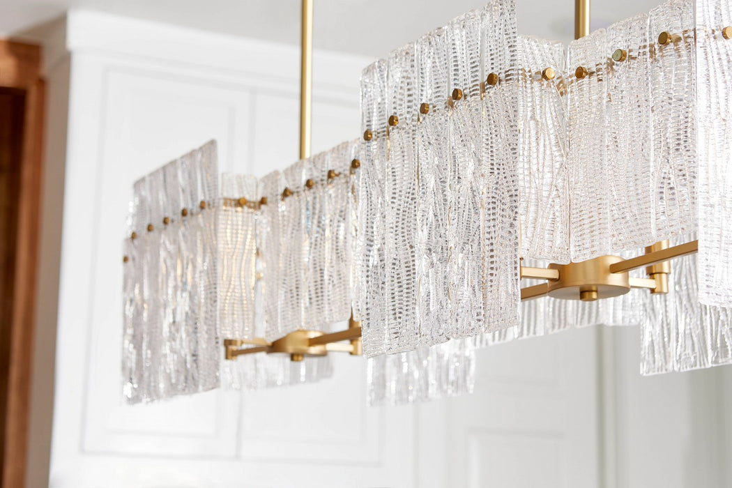 Cyan 11632 Eight Light Linear Pendant, Aged Brass
