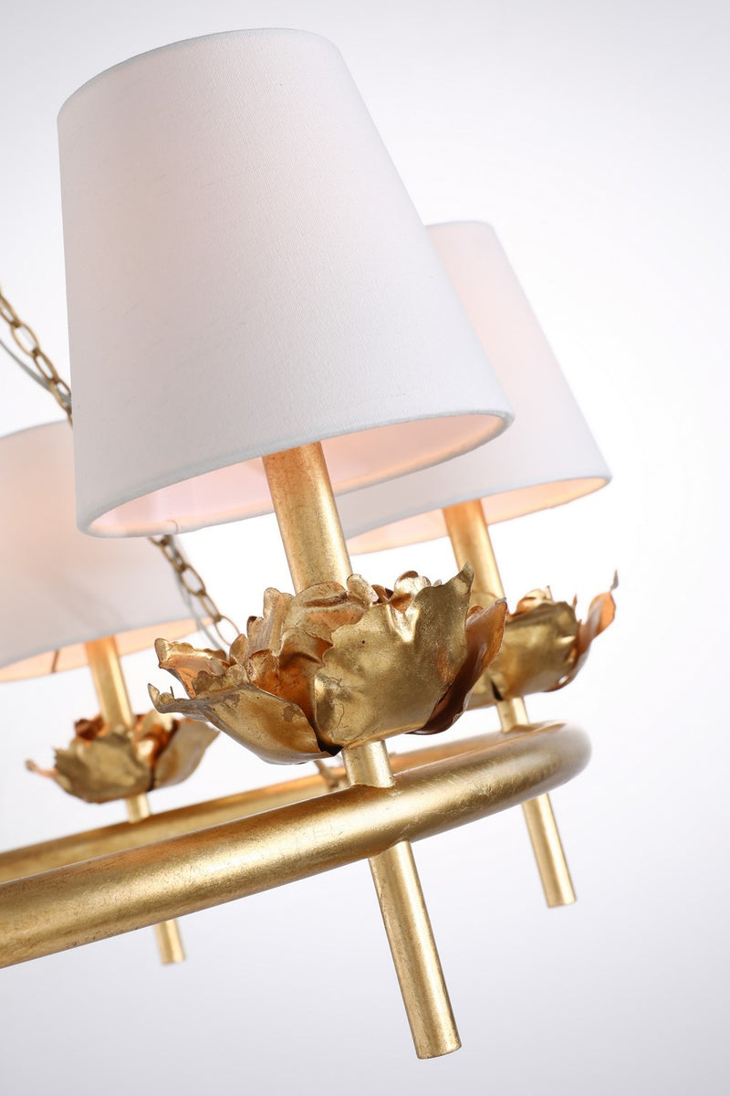 Terracotta Designs H23107R-6G Six Light Chandelier, Gold Leaf
