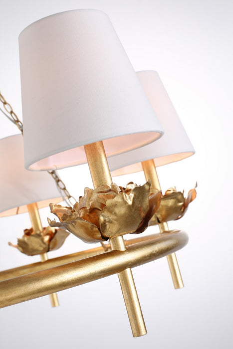 Terracotta Designs H23107R-6G Six Light Chandelier, Gold Leaf