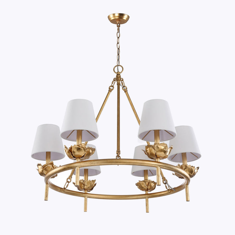 Terracotta Designs H23107R-6G Six Light Chandelier, Gold Leaf