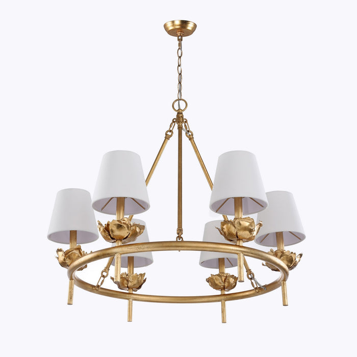 Terracotta Designs H23107R-6G Six Light Chandelier, Gold Leaf