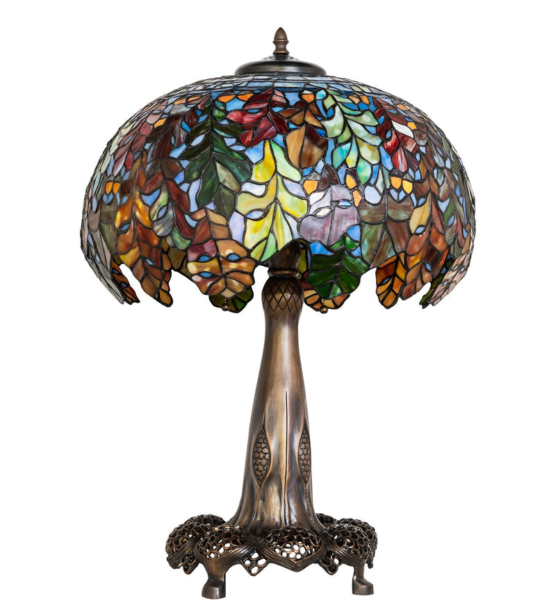 Meyda Tiffany 259357 Three Light Table Lamp, Mahogany Bronze