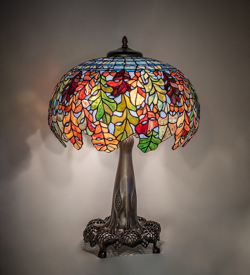 Meyda Tiffany 259357 Three Light Table Lamp, Mahogany Bronze