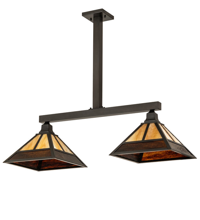 Meyda Tiffany 262177 Two Light Island Pendant, Craftsman Brown