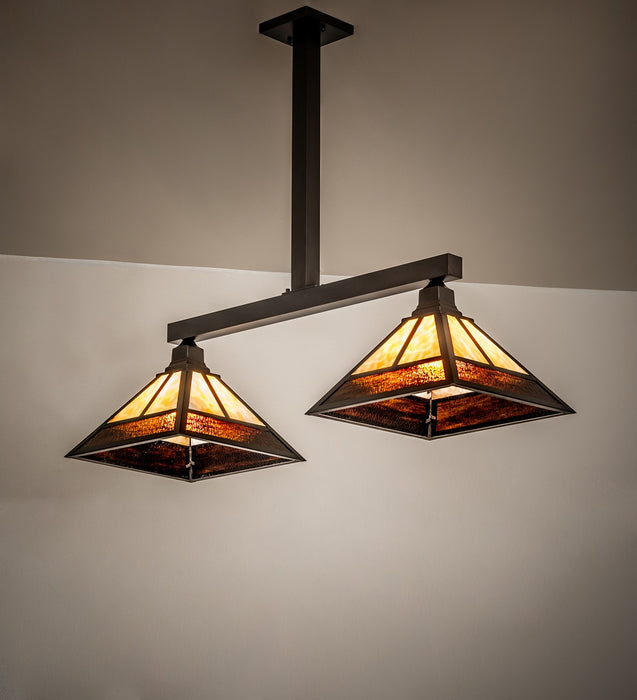 Meyda Tiffany 262177 Two Light Island Pendant, Craftsman Brown