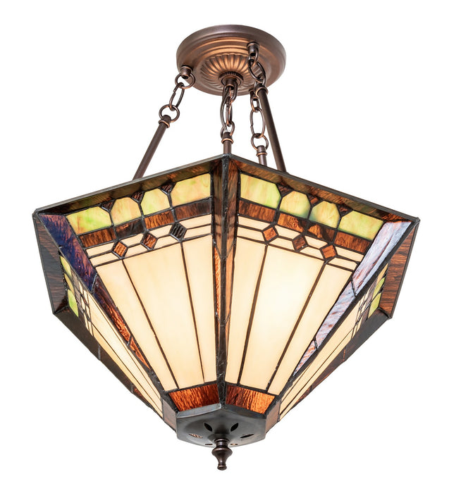 Meyda Tiffany 262190 Three Light Semi-Flushmount, Mahogany Bronze