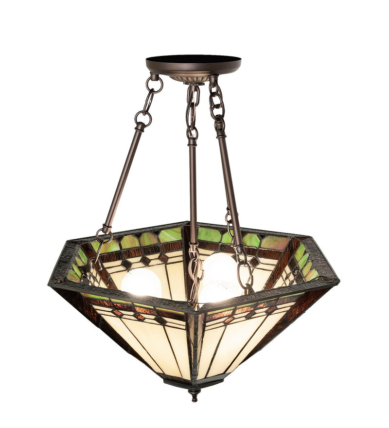 Meyda Tiffany 262190 Three Light Semi-Flushmount, Mahogany Bronze