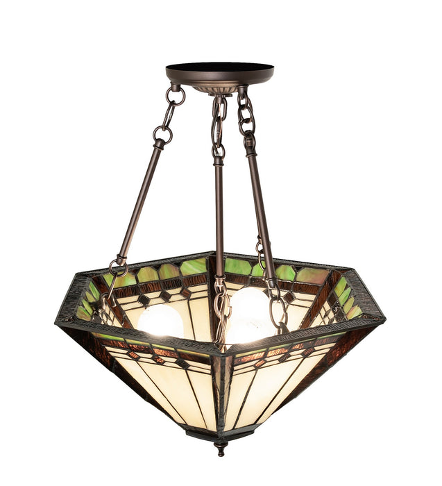 Meyda Tiffany 262190 Three Light Semi-Flushmount, Mahogany Bronze