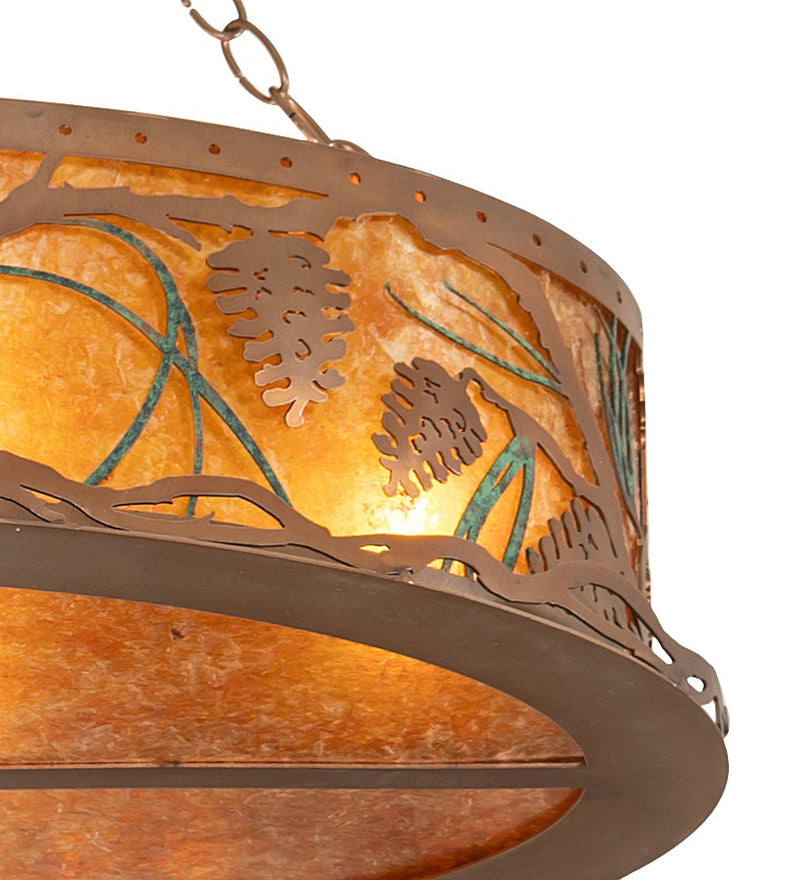 Meyda Tiffany 262789 Six Light Semi-Flushmount, Copper W/Green Pine Needles