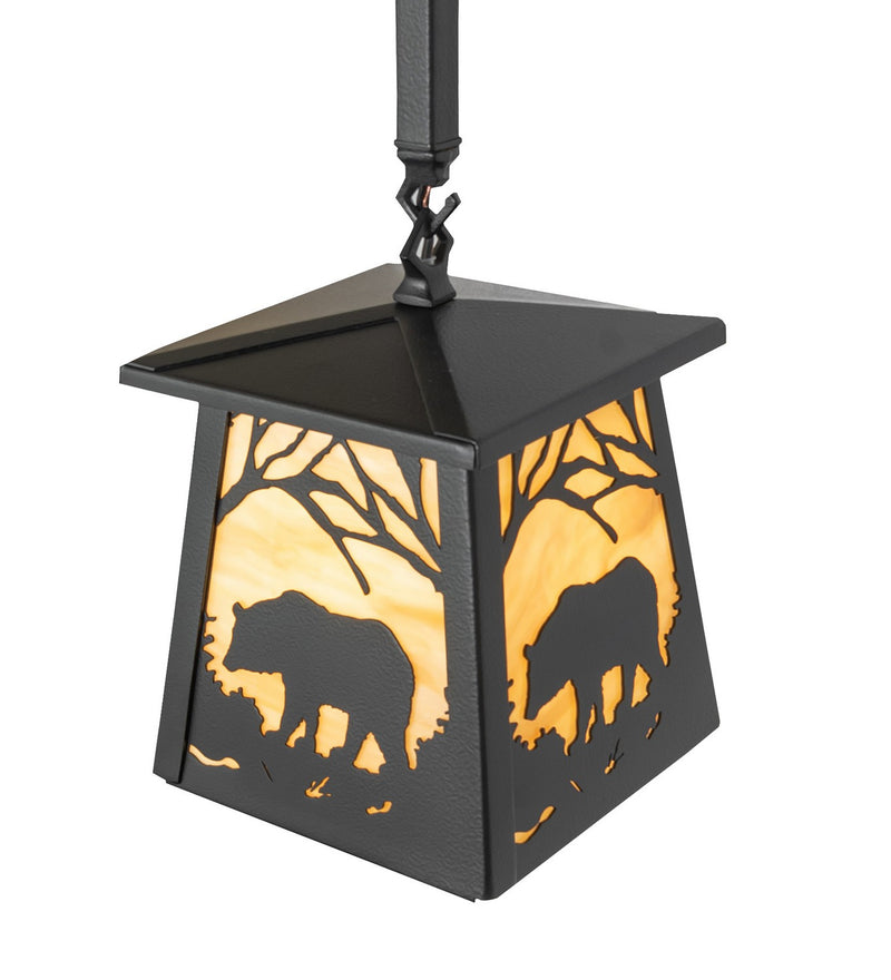 Meyda Tiffany 263105 One Light Mini Pendant, Black Satin Wrought Iron