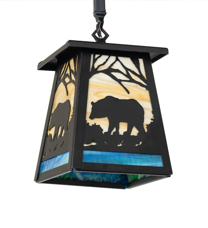 Meyda Tiffany 263409 One Light Mini Pendant, Black Satin Wrought Iron