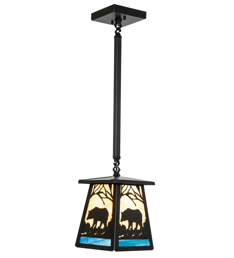 Meyda Tiffany 263409 One Light Mini Pendant, Black Satin Wrought Iron