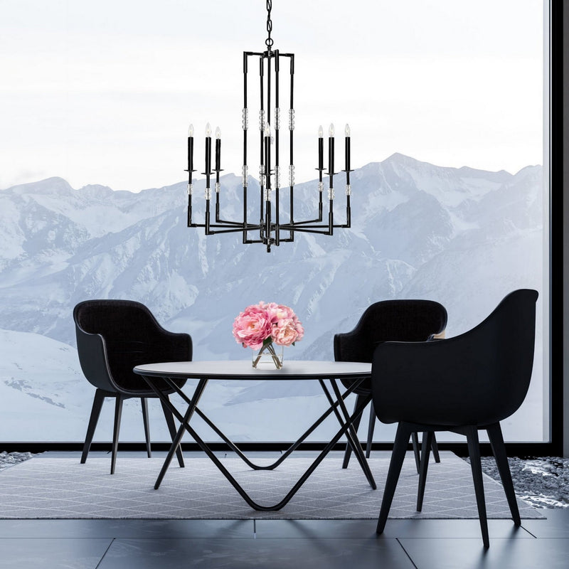 American Brass & Crystal CH3544-35S-ST Eight Light Chandelier, Old Bronze (Black)