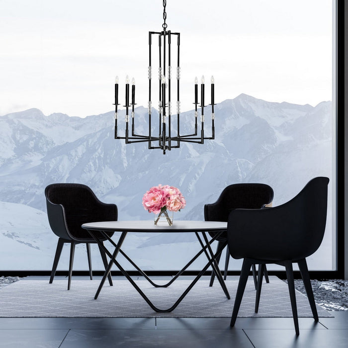 American Brass & Crystal CH3544-35S-ST Eight Light Chandelier, Old Bronze (Black)