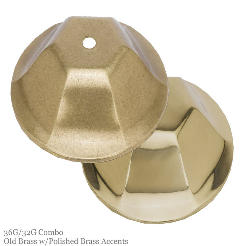 American Brass & Crystal FM5335-U-36G-32G-ST Six Light Semi-Flush Mount, Old Brass with Polished Brass