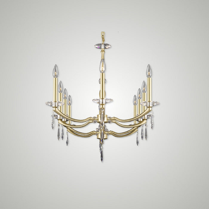 American Brass & Crystal IL5347-U-36G-ST Ten Light Linear Chandelier, Old Brass