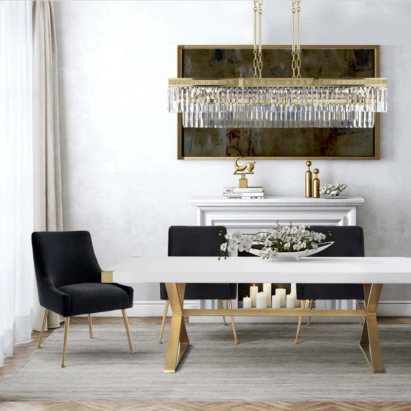 American Brass & Crystal IL8306-P-32G 12 Light Linear Chandelier, Polished Brass