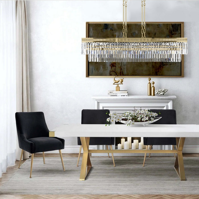 American Brass & Crystal IL8306-P-32G 12 Light Linear Chandelier, Polished Brass