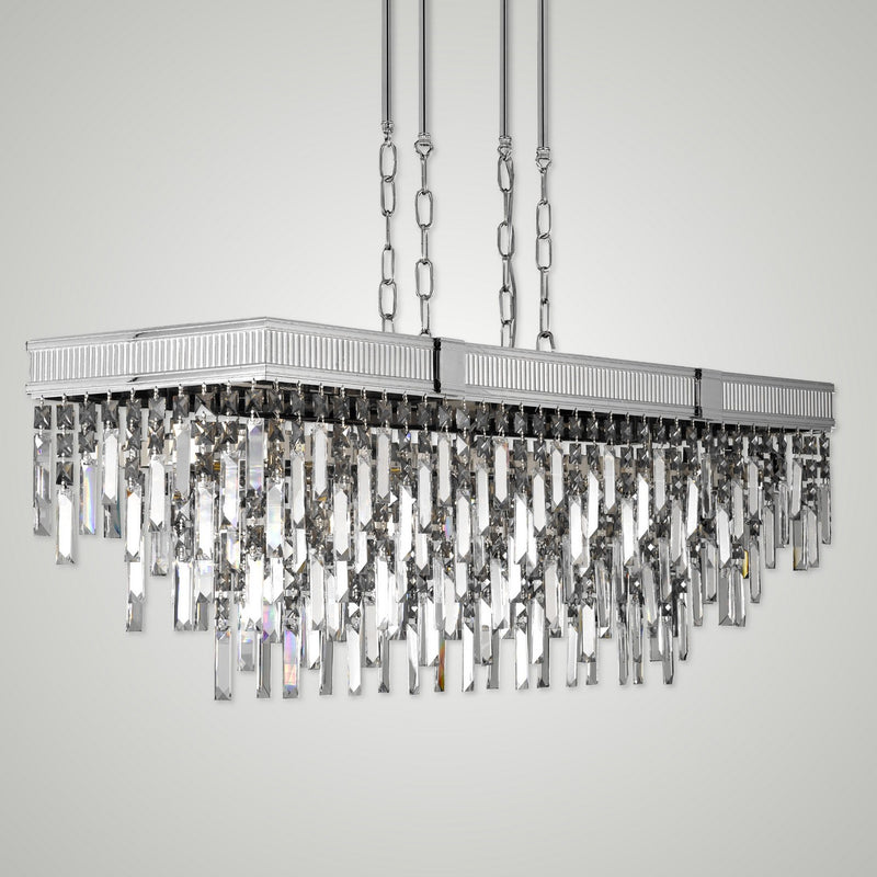 American Brass & Crystal IL8375-PMN-38G 12 Light Linear Chandelier, Polished Nickel