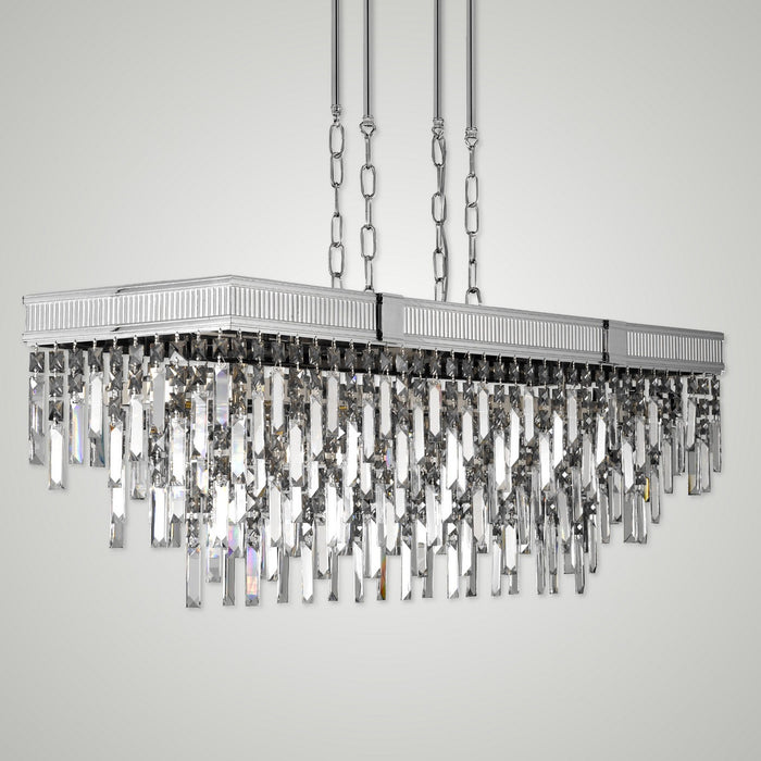 American Brass & Crystal IL8375-PMN-38G 12 Light Linear Chandelier, Polished Nickel