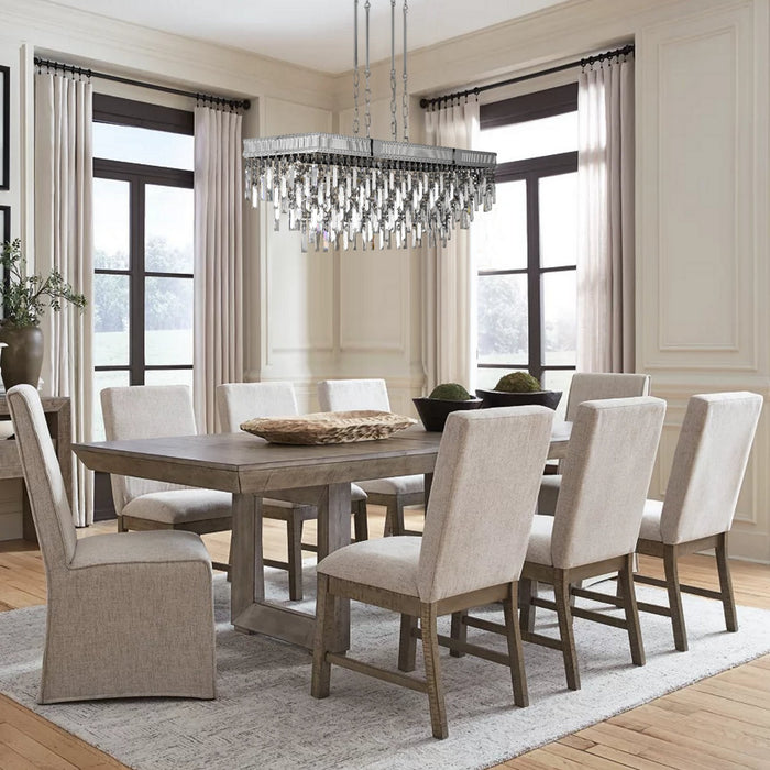 American Brass & Crystal IL8375-PMN-38G 12 Light Linear Chandelier, Polished Nickel