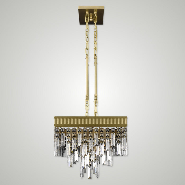 American Brass & Crystal IL8376-PTK-36G 12 Light Linear Chandelier, Old Brass
