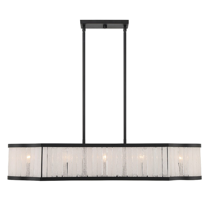 Lighting One E V6-L1-2902-5-89 Five Light Linear Chandelier, Matte Black