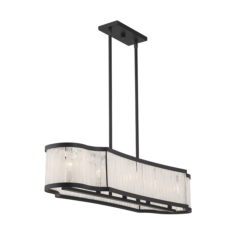 Lighting One E V6-L1-2902-5-89 Five Light Linear Chandelier, Matte Black