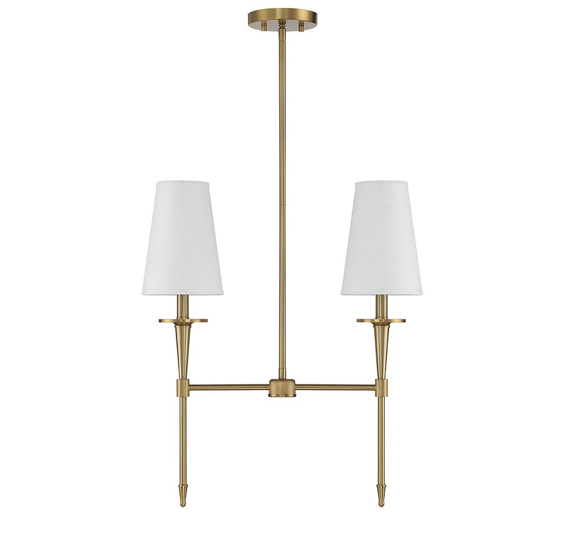 Lighting One E V6-L1-5607-2-322 Two Light Linear Chandelier, Warm Brass