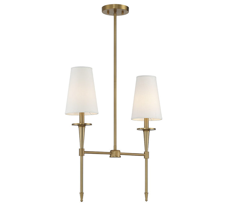Lighting One E V6-L1-5607-2-322 Two Light Linear Chandelier, Warm Brass