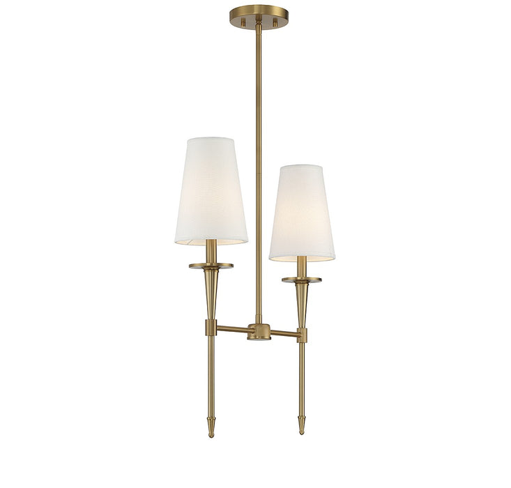 Lighting One E V6-L1-5607-2-322 Two Light Linear Chandelier, Warm Brass