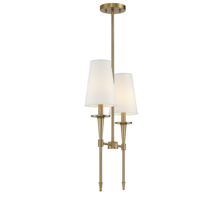 Lighting One E V6-L1-5607-2-322 Two Light Linear Chandelier, Warm Brass